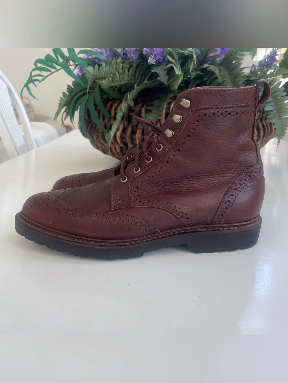 Allen Edmonds 10,5 3E LONG BRANCH Brown Leather Wingtip Ankle Dress Boots $400